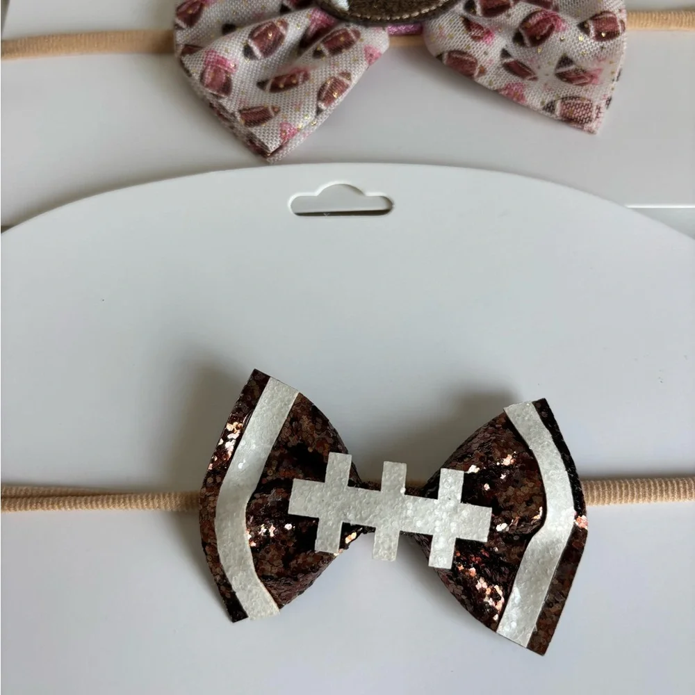 Girls Toddler Football Bow‎ Headband Bundle